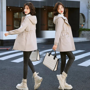 Winter Heavy Industry Fleece-lined Mid-length Trench Coat Lamb Wool Cotton Coat My Store