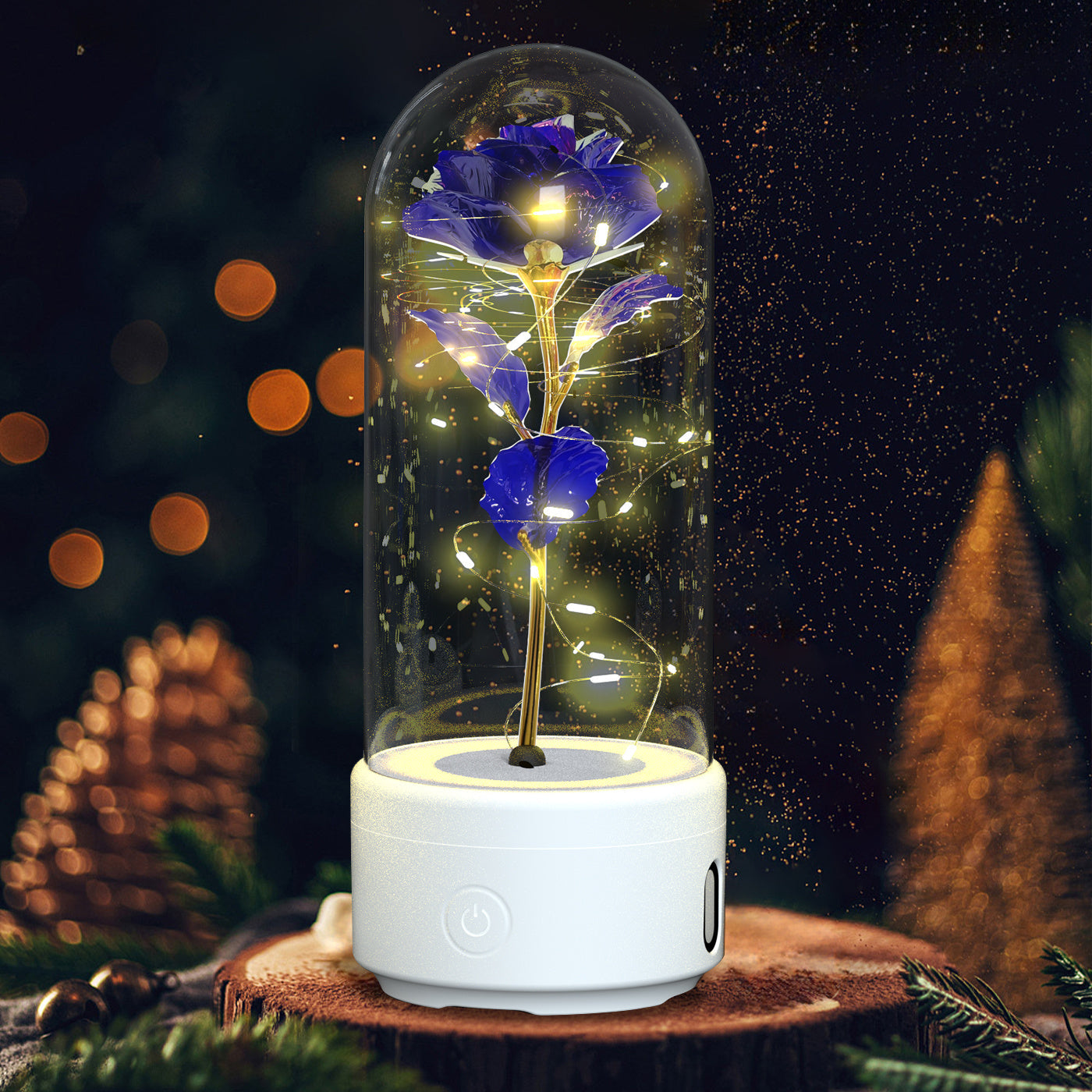 Creative 2 In 1 Rose Flowers LED Light And Bluetooth-compatible Speaker Valentine's Day Gift Rose Luminous Night Light Ornament In Glass Cover My Store