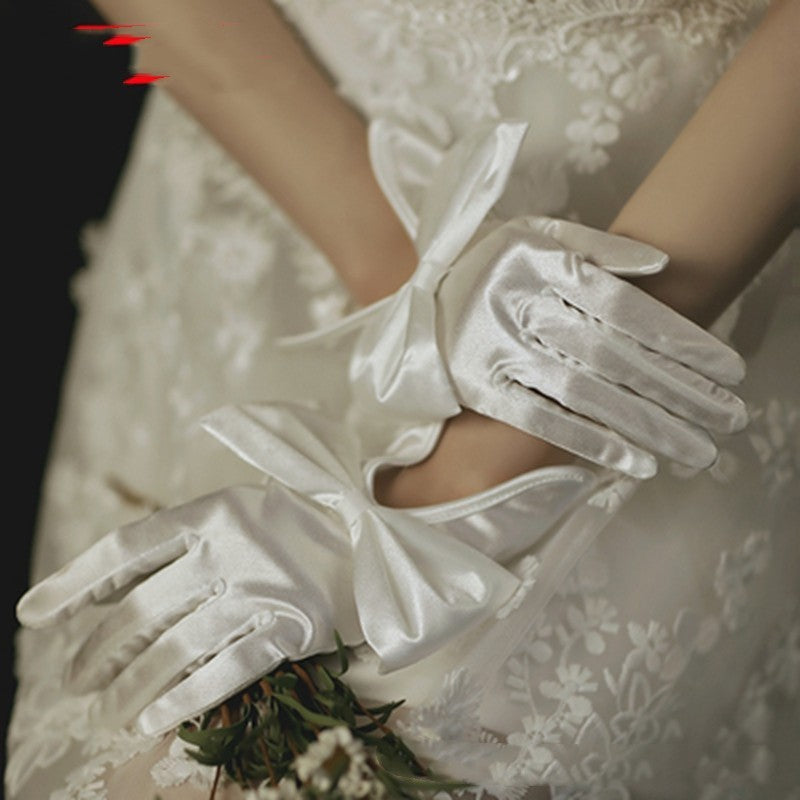 Bridal Gloves Pearl Lace Bow My Store