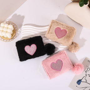 Plush Coin Purse Love Embroidered Zipper My Store