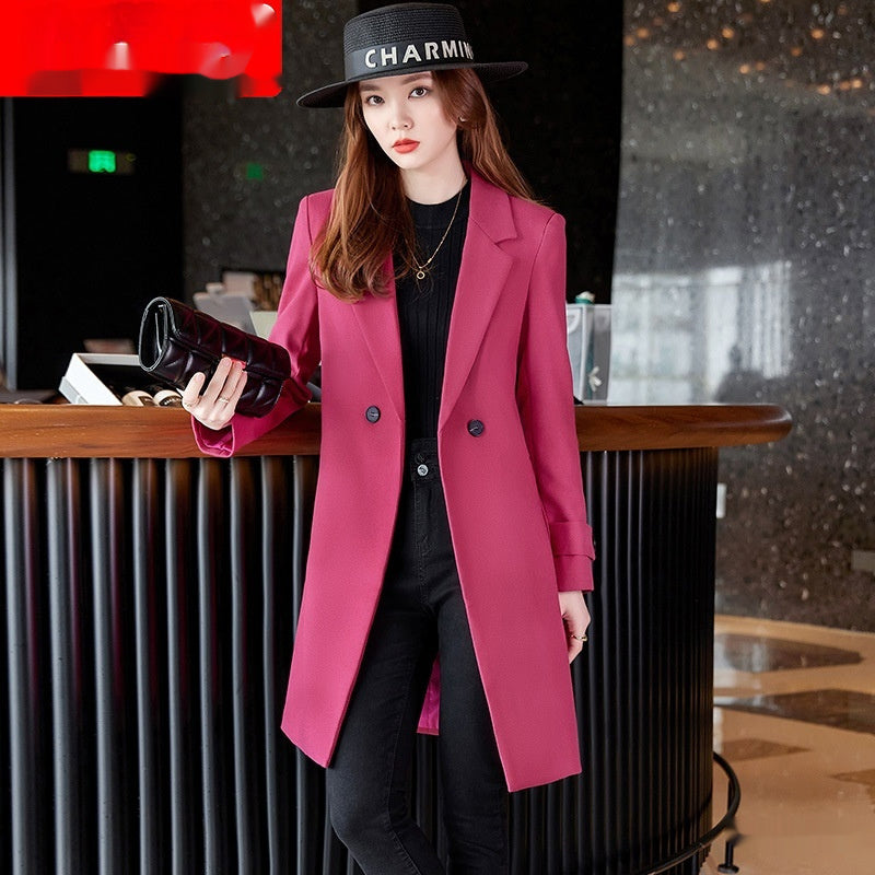 Korean Style Professional Mid-length Suit Collar Trench Coat My Store