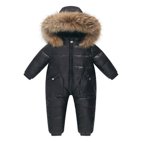 The Baby Wears White Eiderdown Over A Onesie And Down Jacket My Store