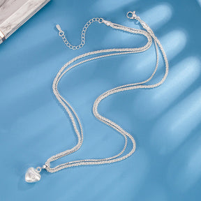 Simple Heart-shaped Double-layer Brushed Necklace Fashion Jewelry My Store