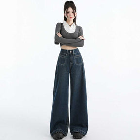 Draping Mop All-matching Straight Jeans For Women My Store