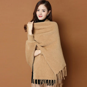 Autumn And Winter Classic Pure Color Thickened Faux Mink Sleeved Shawl Women's Scarf My Store