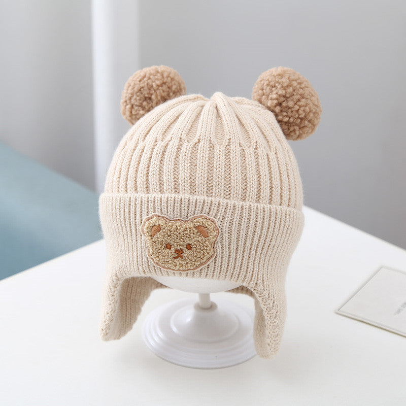 Baby Hat Warm Earflaps Cap Cute Bear Baby Knitted Woolen Cap My Store