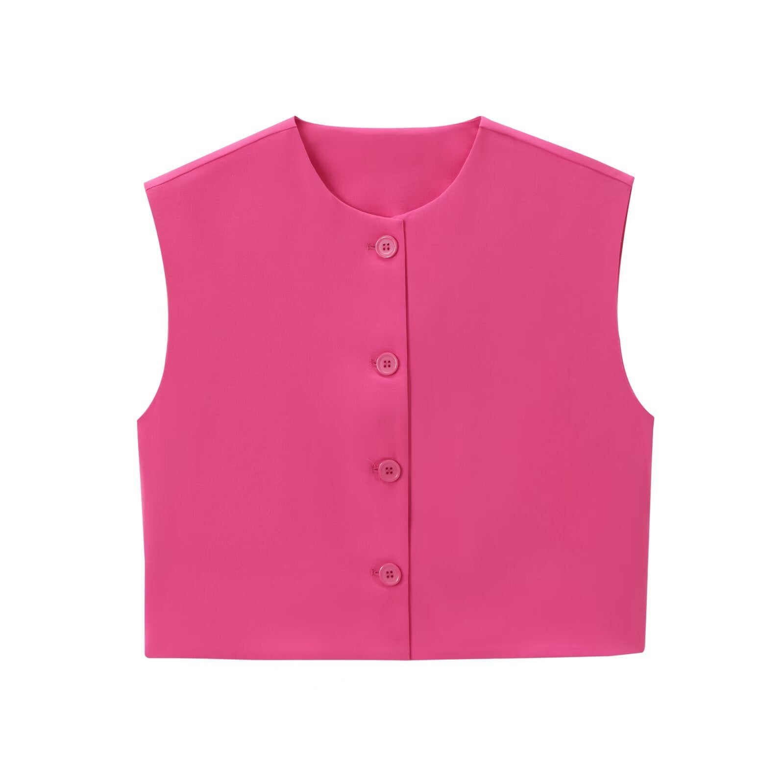 Fashion Solid Color Decorated Row Button Sleeveless Vest Top My Store