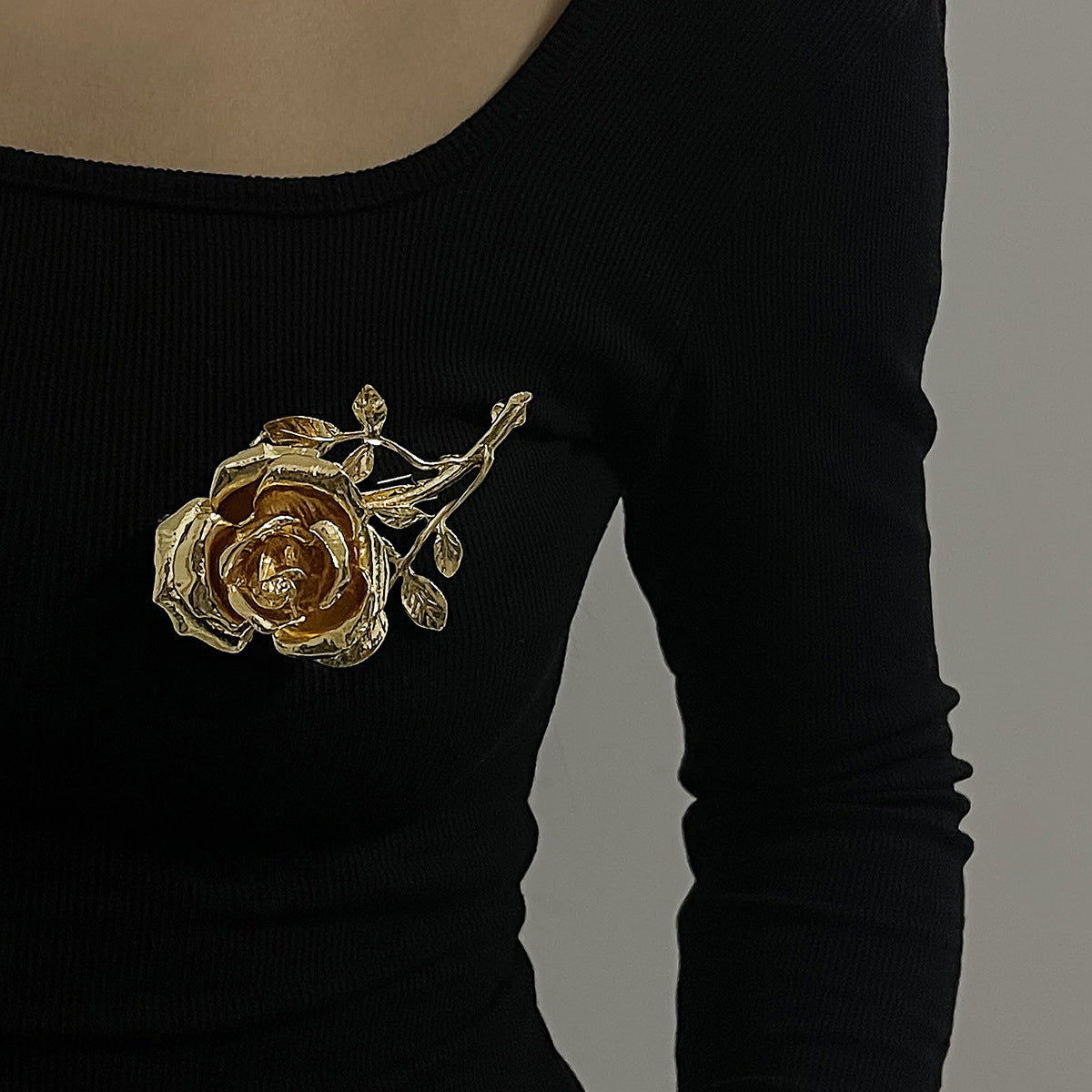 Retro Metal Three-dimensional Rose Flower Accessories Coat Suit Brooch My Store