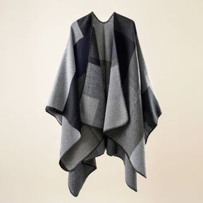 Double-sided Color Matching Plaid Cashmere-like Shawl Outer Match Cape Coat My Store