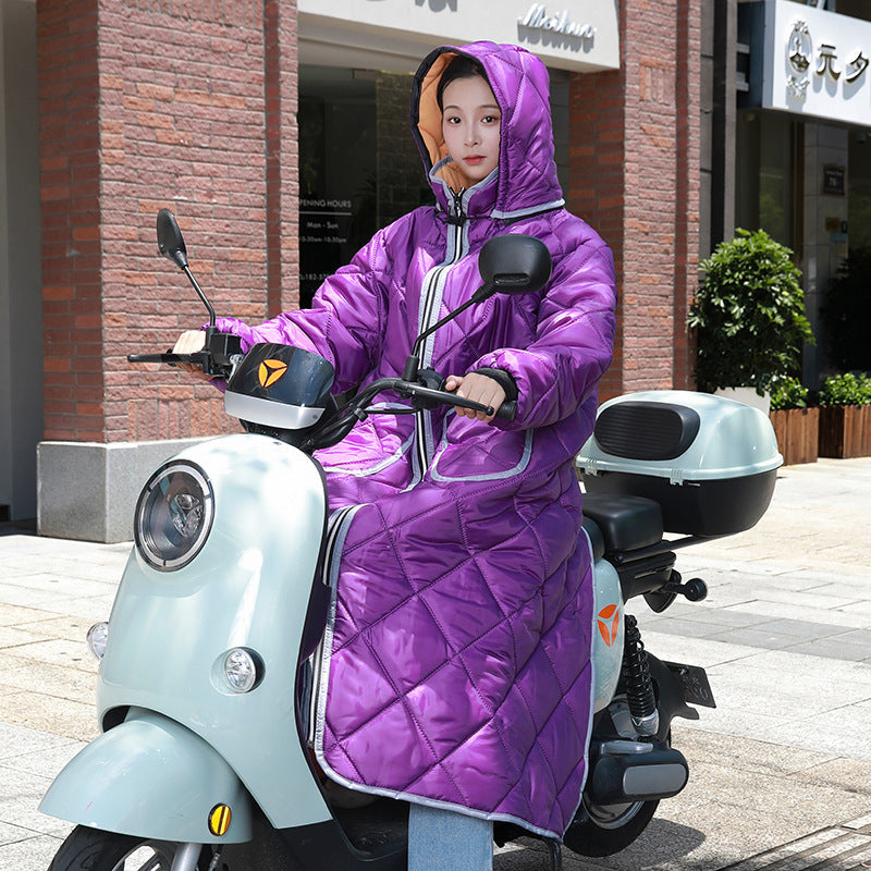 Cold Protection In Winter Rainproof Riding Warm With Velvet Battery Car Windbreaker My Store