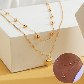 Double-layer Heart Pendant Fine Chain Necklace For Women Multilayer Gold Color Metal Necklaces Fashion Jewelry Accessories My Store