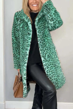 Fall Winter Leopard Print Plush Mid-length Coat My Store