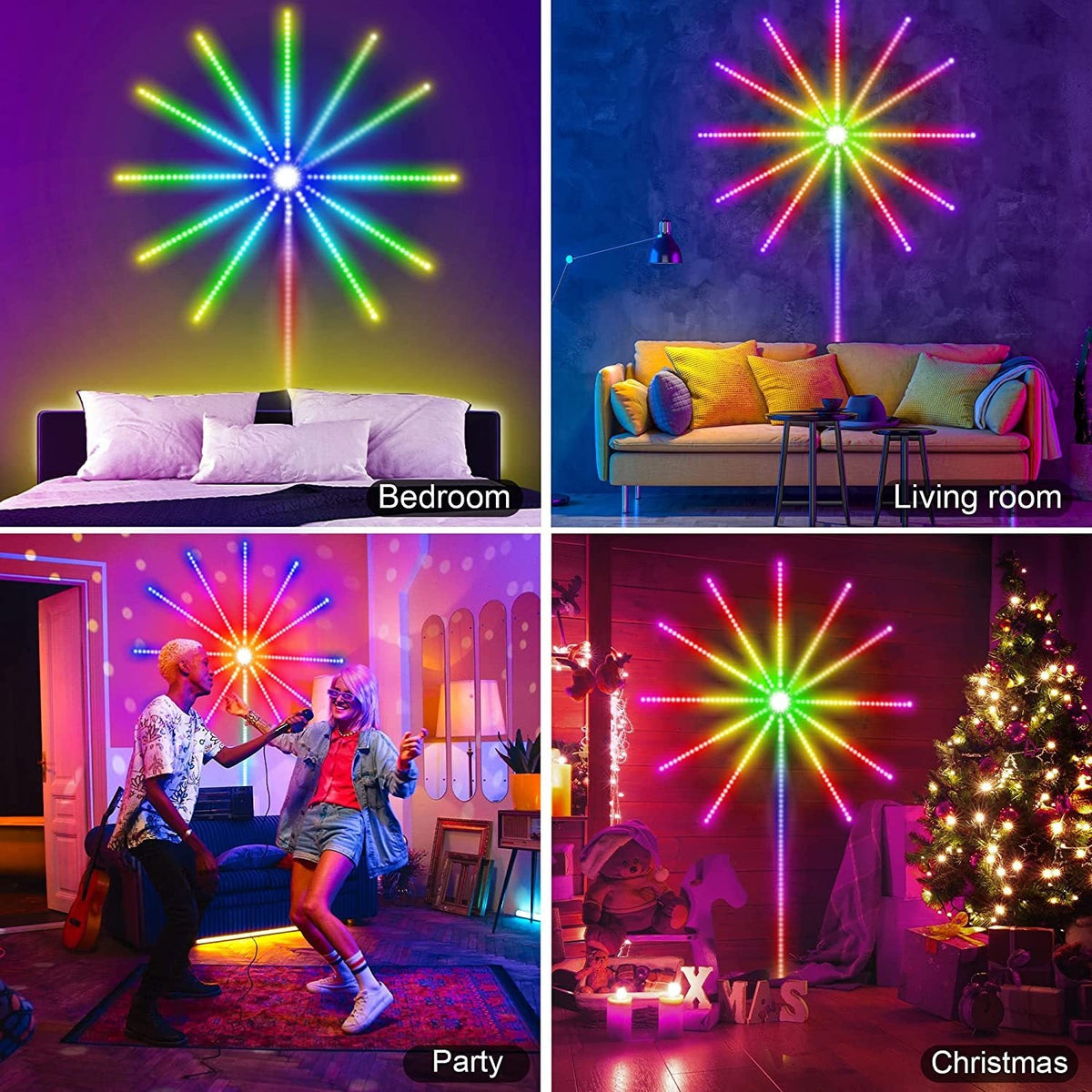 Firework Lights LED Strip Music Sound Sync Color Changing Remote Control LED Firework Light For Room Party My Store