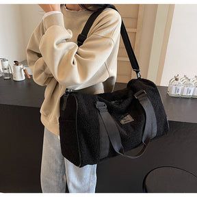 Autumn And Winter New Casual Portable Travel Large Capacity Simple Lambswool Shoulder Crossbody Tote Bag My Store