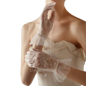 Women's Exquisite Lace Pearl Gloves My Store