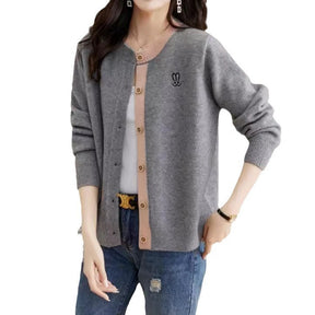 Round Neck Wool Knit Cardigan Women's Loose Western Style Outer Wear My Store