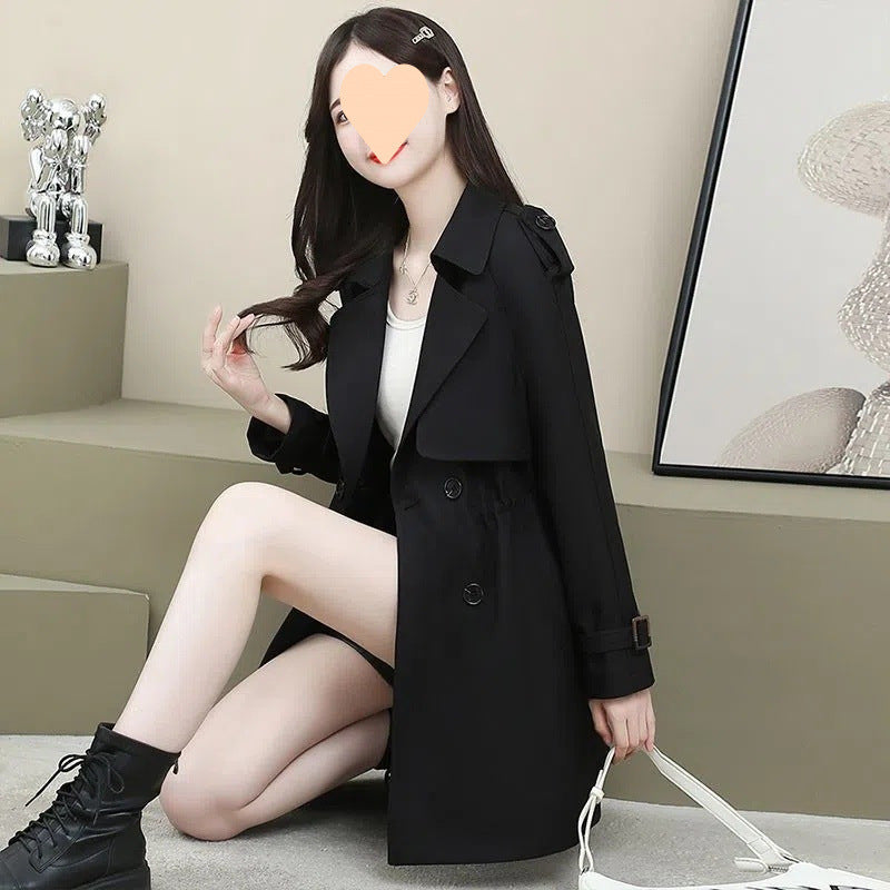 Women's Loose Mid-length Coat Waist Trimming Coat My Store