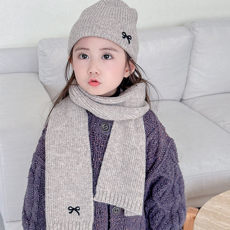 Children's Knitted Scarf Pure Color All-matching Suit My Store