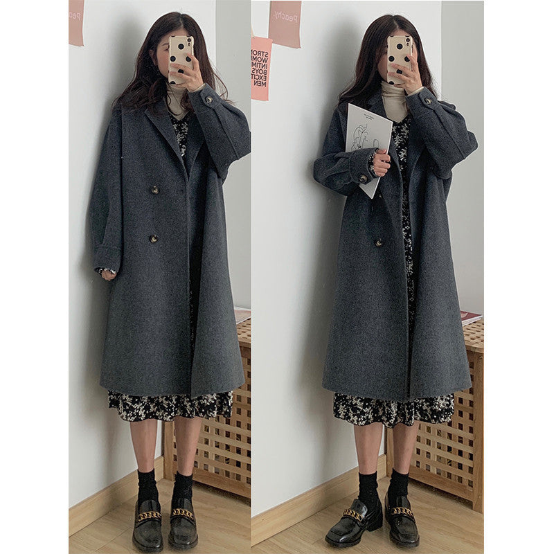 Women's Mid-length Woolen Coat Thickened Small My Store