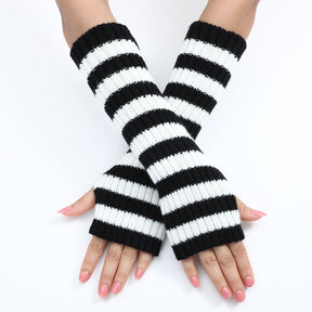 Warm Fashionable Knitted Long Mixed Color Stripe Knitting Wool Gloves My Store