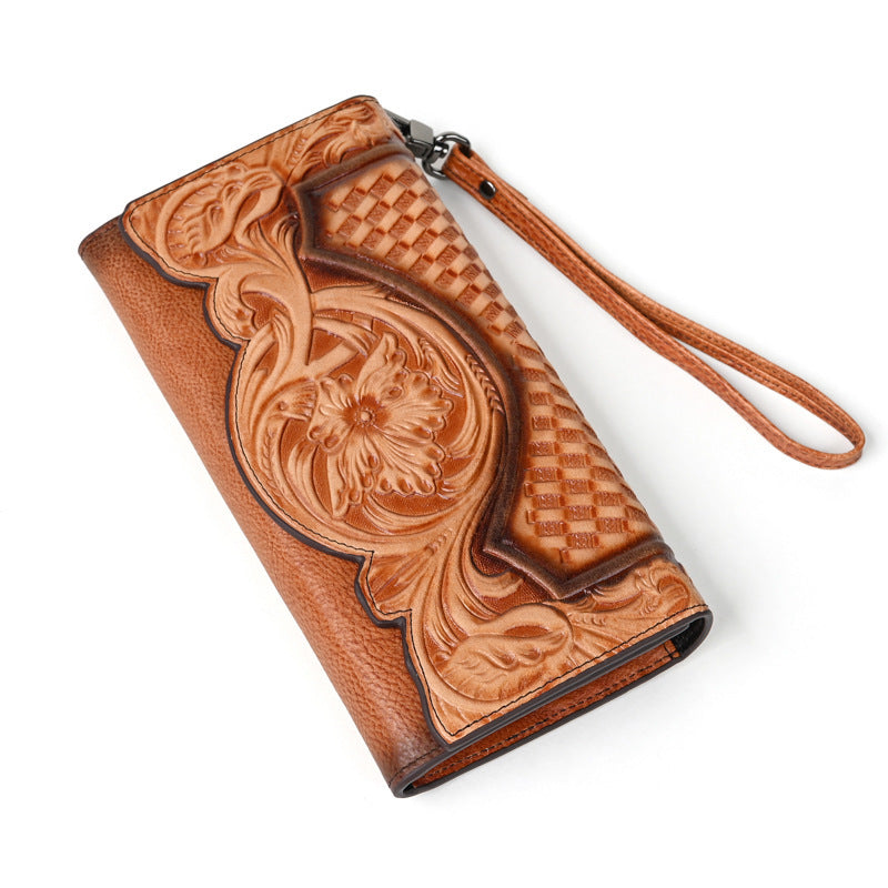 Chinese Style Embossed Wallet Top Layer Long Cowhide Fashion My Store