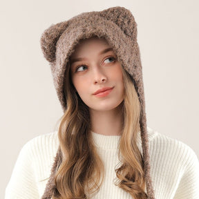 Cute Bear Knitted Hat Warm-keeping And Cold-proof Earmuffs Hat My Store