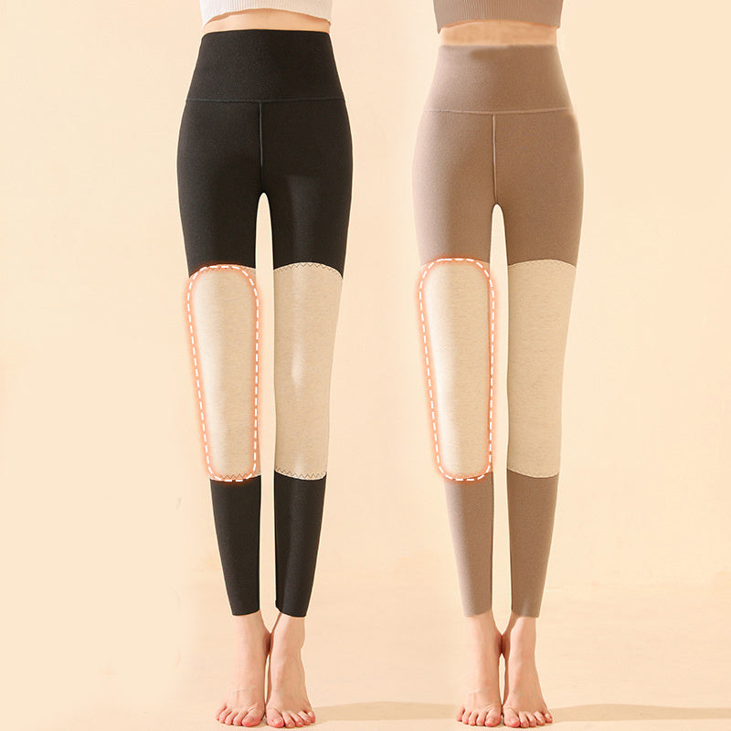 Winter High Waist Knee-pad Leggings Fashion Warm Double-sided Frosted Pants Solid Slim Trousers Women Clothing My Store