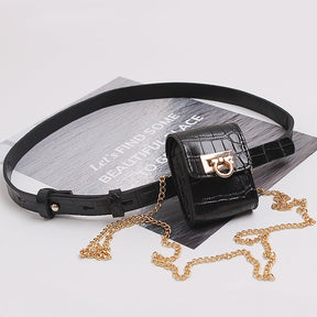 Pattern Mini Pouch Gold Buckle Chain Coin Purse Thin Belt Belt Waist Bag My Store