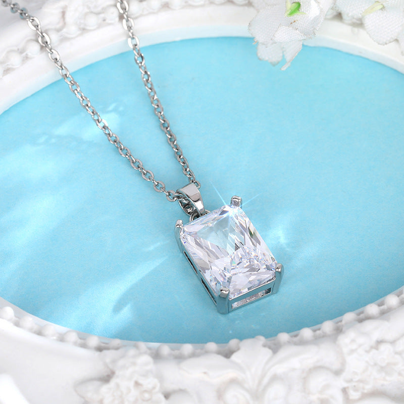 Women's Square Diamond Necklace Creative Pendant My Store