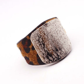 Personality Geometry Wide Horsehair Leopard Print Bangle Bracelet My Store