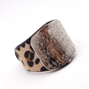 Personality Geometry Wide Horsehair Leopard Print Bangle Bracelet My Store