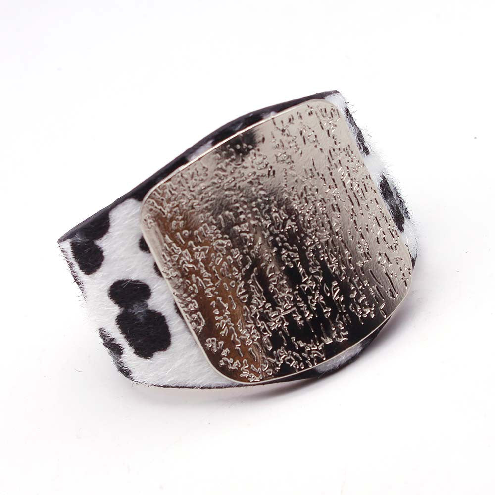 Personality Geometry Wide Horsehair Leopard Print Bangle Bracelet My Store