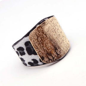 Personality Geometry Wide Horsehair Leopard Print Bangle Bracelet My Store