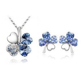 Four-leaf clover crystal necklace earrings My Store