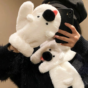 Cute Tongue-sticking Puppy Finger Plush Gloves Winter Thicken Thermal My Store