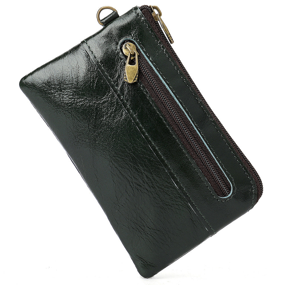 Vintage cowhide zipper card holder My Store