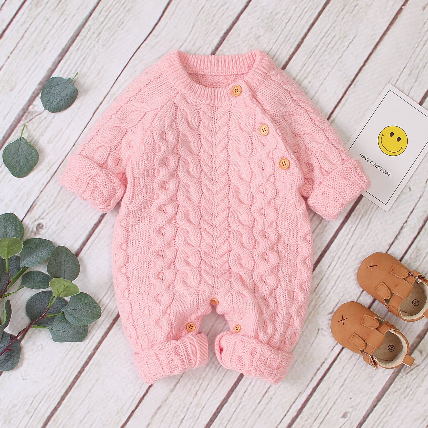 Knitted solid color baby jumpsuit My Store