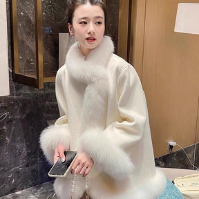 Artificial Fur Mid-length Coat Women's Woolen Cloak My Store