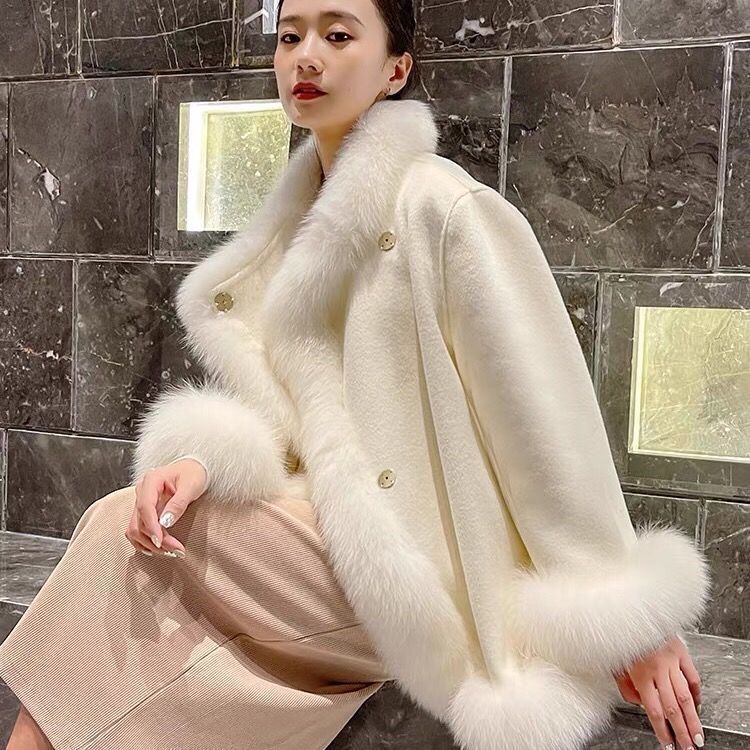 Artificial Fur Mid-length Coat Women's Woolen Cloak My Store