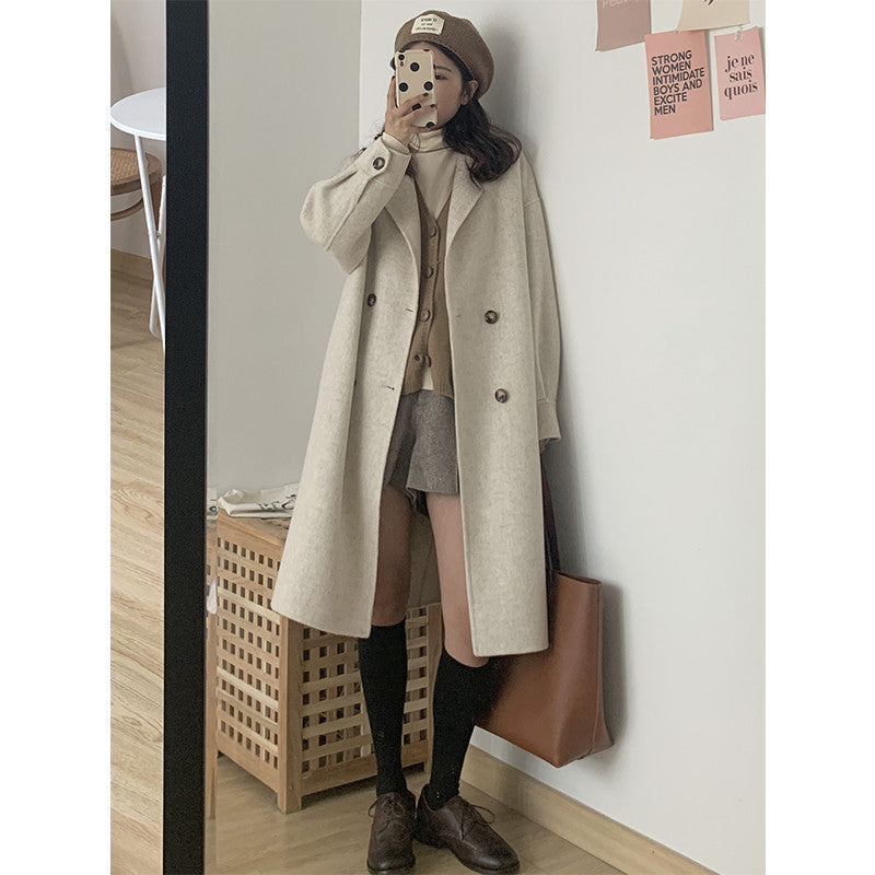 Women's Mid-length Woolen Coat Thickened Small My Store