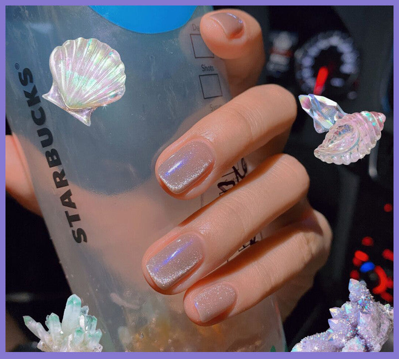 Milk Tea Crystal Stone Cat Eye Nail Polish My Store