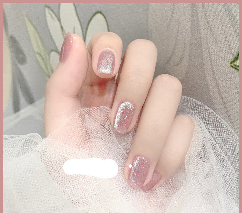 Milk Tea Crystal Stone Cat Eye Nail Polish My Store