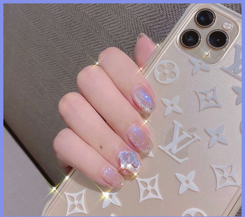 Milk Tea Crystal Stone Cat Eye Nail Polish My Store