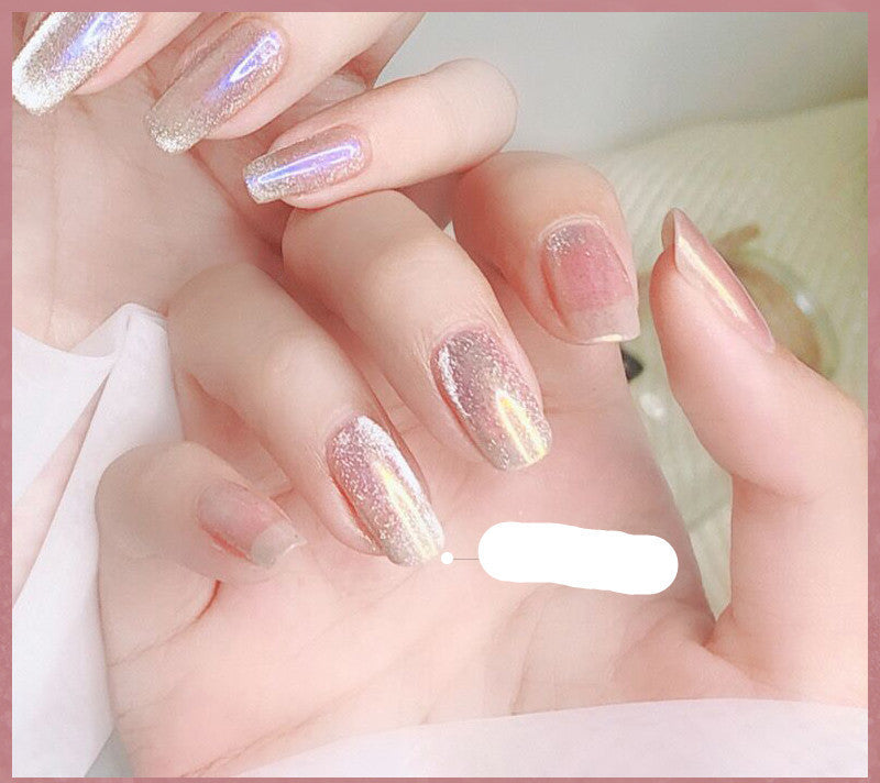 Milk Tea Crystal Stone Cat Eye Nail Polish My Store