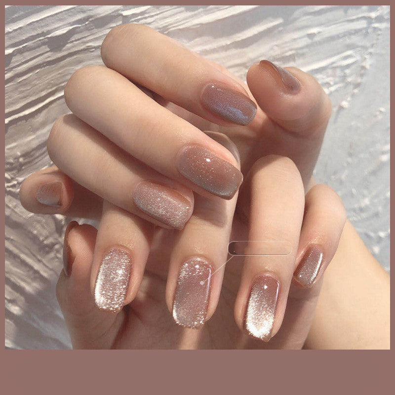 Milk Tea Crystal Stone Cat Eye Nail Polish My Store