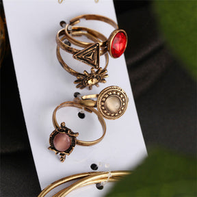 Creative Vintage Flower Joint Ring Open Bracelet Ring Set My Store