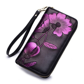 Women'S Long Leather Zipper Wallet Fashion Personality Cowhide European And American Hand Wallet My Store