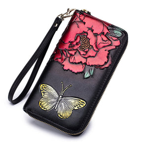 Women'S Long Leather Zipper Wallet Fashion Personality Cowhide European And American Hand Wallet My Store