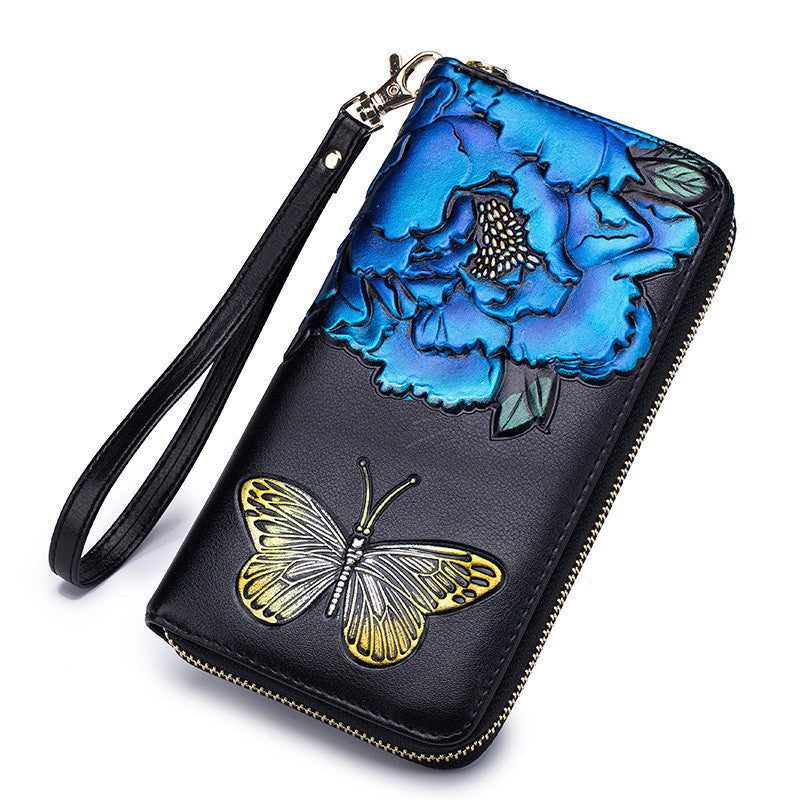 Women'S Long Leather Zipper Wallet Fashion Personality Cowhide European And American Hand Wallet My Store