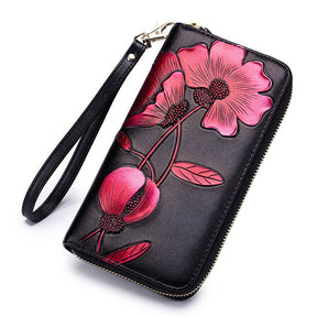 Women'S Long Leather Zipper Wallet Fashion Personality Cowhide European And American Hand Wallet My Store